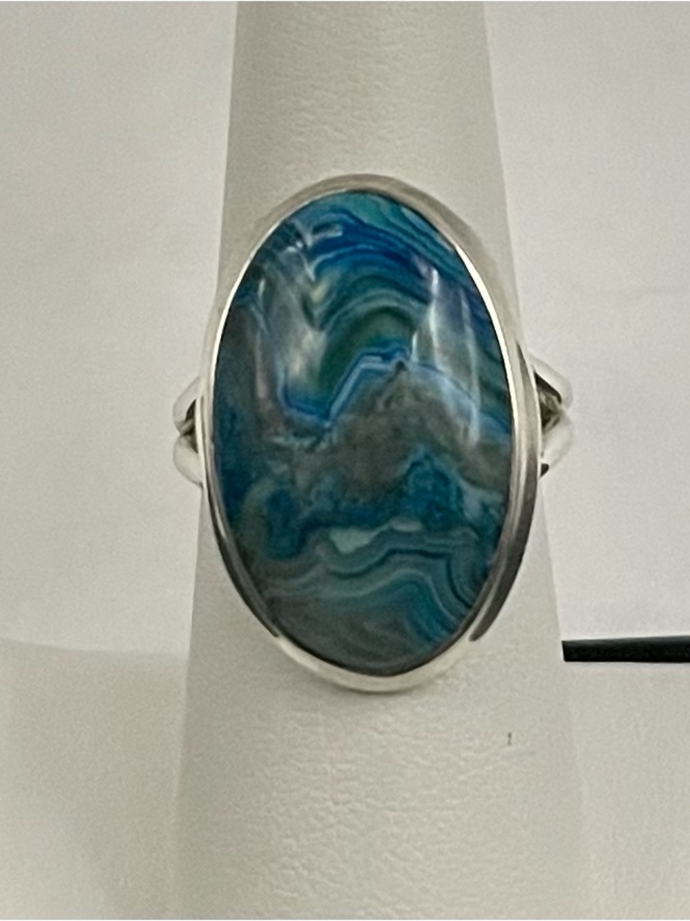 NWOT .925 SS Mexican Laguna lace agate ring size 7.25 weight 6.20 g